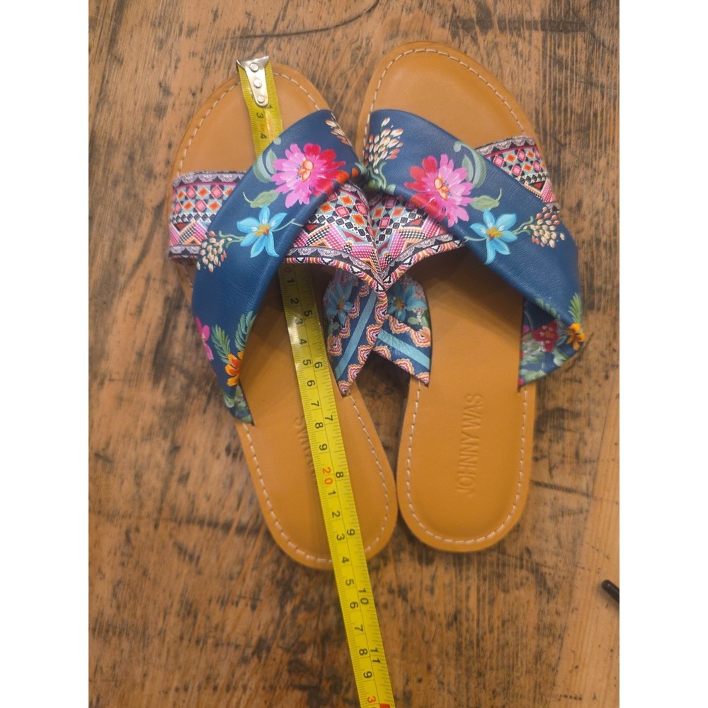 NWOT Johnny Was Women's‎ 7 Sonoma Boho Floral Cross Strap Leather Slip-on Sandal - Picture 7 of 7